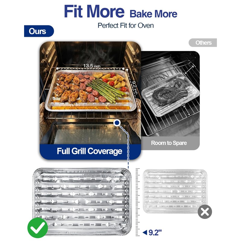 50Pcs Broiler Pans for BBQ Grill, 9x13 Grill Pan Liners
