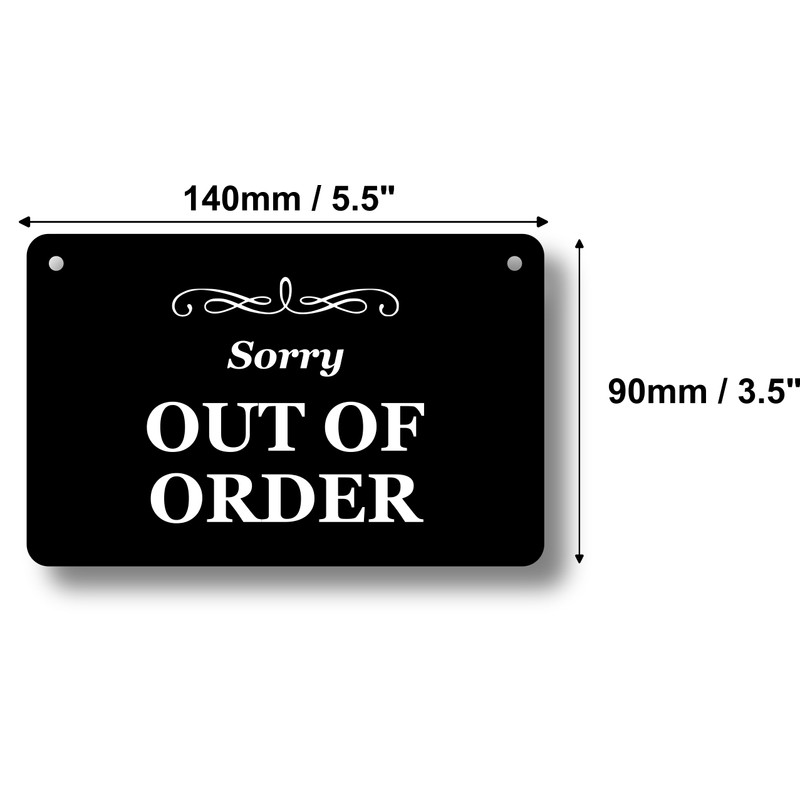 OriginDesigned Black 'Sorry OUT OF ORDER' Acrylic Sign, 5.5" x
