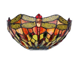 Chloe Lighting Empress Dragonfly Tiffany-Style Dark Bronze 1 Light Wall Sconce 12" Wide, Multicolor