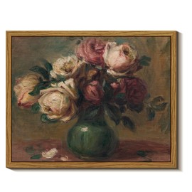 InSimSea Framed Wall Art for Living Room Rose Flower Valentine Decor Mid Century Modern Wall Decorations Vintage Floral Wall Art for Bedroom Farmhouse Kitchen Office Bathroom Decor 8x10in