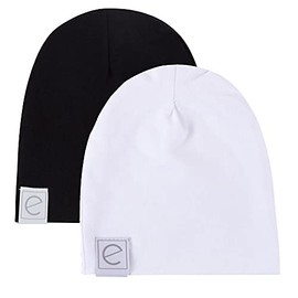 Ely's & Co. 2-Pack Jersey Cotton Beanie Hat Set (White & Black)
