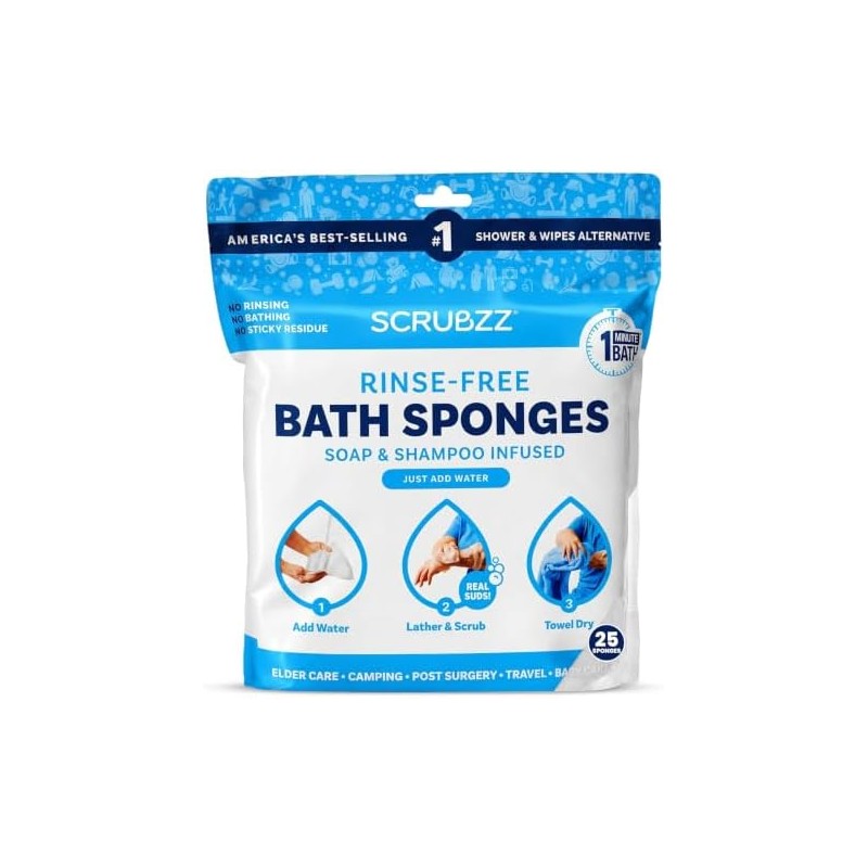 Toallitas de baño desechables sin enjuague Scrubzz paquete de 25