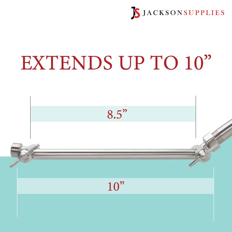 Shower Head Extension Arm by JS Jackson Supplies, Adjustable 10