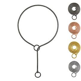 Ximipet Heavy Duty Dog Choke Collar Slip Dog P Chain Snake Collar Plating Anti-Rust Dog Training Collars for Small Large Dogs Black/Gold/Silver/Rose Gold 15.5in-29.5in (15.5in, Black)