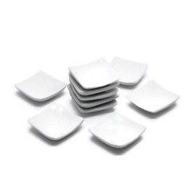 Set of 10 Ceramic Plates and Bowls, Square Shape, White, for Kitchen Decoration, Collection Set. Miniatures Food Kitchen by 1 Shopforyou No15