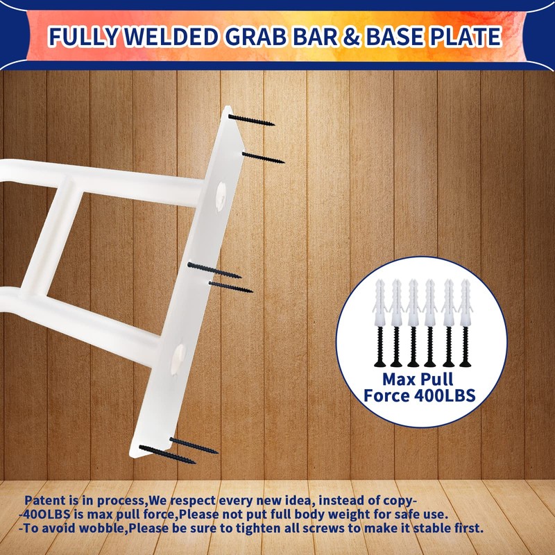 Outdoor handrail Wall Mount, Garage Railing with Polished White Finished,