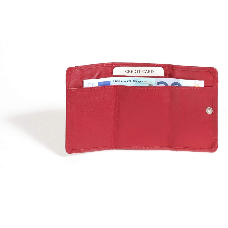LEAS Small Men's and Women's wallet, Genuine Leather, red Mini-Edition''