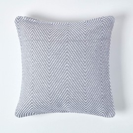 Homescapes Halden Chevron Pattern Cushion Cover Grey Decorative Cushion Cover 45 x 45 cm 100% Cotton with Zip