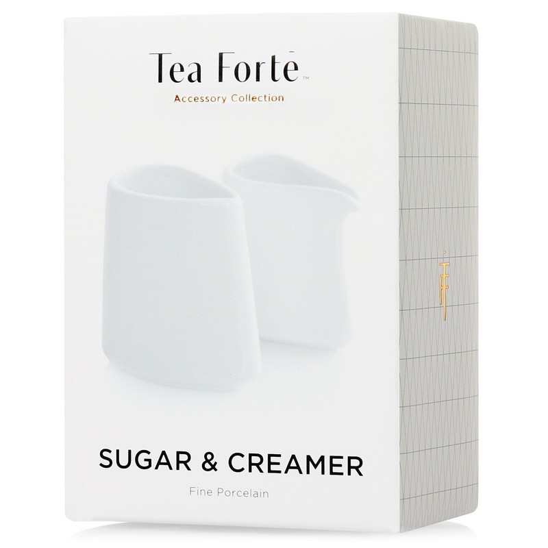Tea Forte 2 Piece Mini Fine Porcelain White Sugar Dispenser