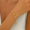 Nawflue Cross Bracelet for Women 18K Gold Plated Dainty Tiny