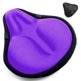 Bicycle Seat Cushion, HUIOK Wide Gel Exercise Bike Seat Cushion for Women Men Comfort, Fits Spin, Stationary and Cruiser Bikes, Indoor Outdoor Cycling, Water Dust Resistant Cover Included
