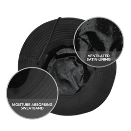 Hairbrella Satin-Lined, Waterproof Sun Hat, Adjustable Fit and Breathable Design (Black)