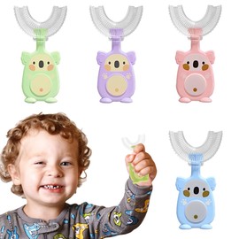 4 Stück Zahnbürste Kinder Kinder U Förmige Zahnbürste, Silikon Kinderzahnbürste U Form 2-6 Jahren, 360 Grad Zahnbürste für den Ganzen Mund, Manuelle Zahnbürste Massage Zahnfleisch(2-6 Jahren)