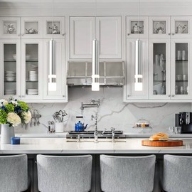 LIANGMH Modern Pendant Light Kitchen Fixture Dimmable LED Chrome Mini Pendant Lighting fo Kitchen Island Bedroom Bedside Table Small Pendant Lights (1-Pack)