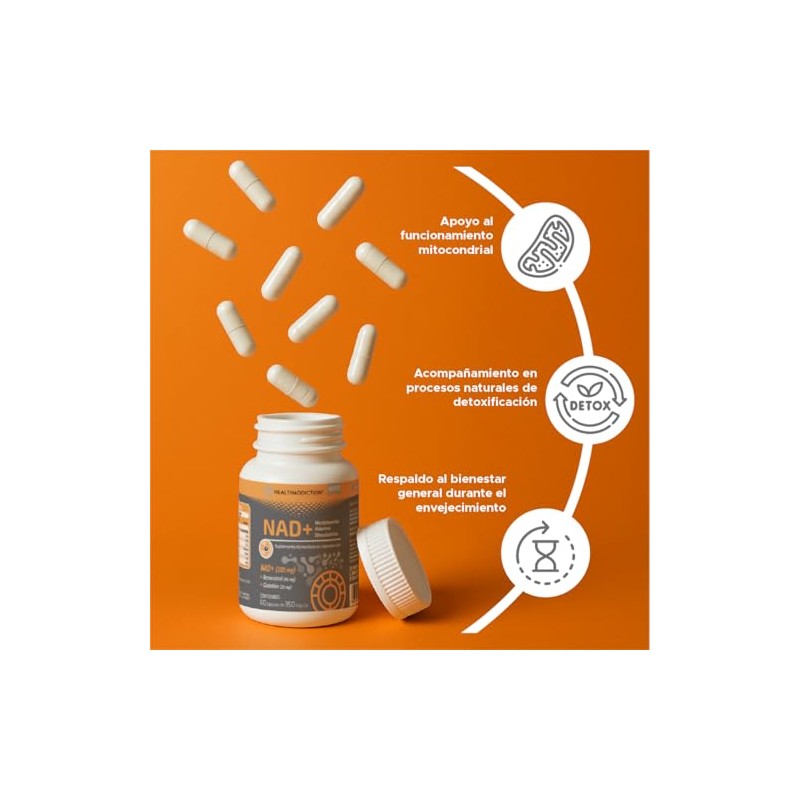 HEALTHADDICTION - NAD+ 300 mg – Suplemento Alimenticio con Resveratrol