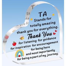 TTOVEN Teaching Assistant Gifts TA Teacher Plaque Appreciation Acrylic Plaque Presents
