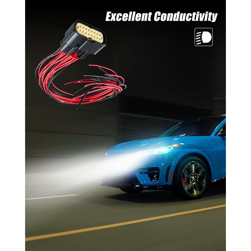 16 Pin Headlight Connector Harness Fit for Ford Mustang 2015–2023,