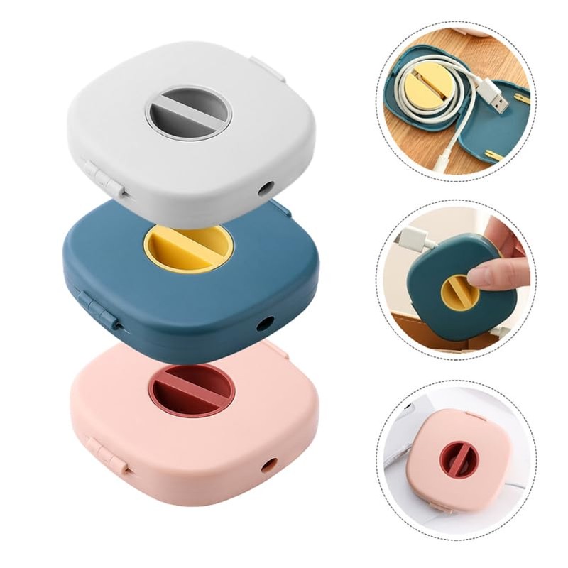 OSALADI Charging Cable Organiser Box 3 Colours Set Small Portable