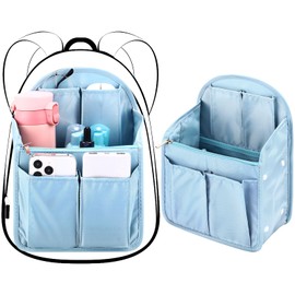 Sweetude 2 Pcs Mini Backpack Organizer Insert Small Shoulder Bag Divider for Rucksack Purse Lightweight Nylon(Light Blue)