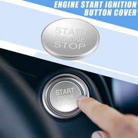 A ABSOPRO Engine Start Stop Ignition Button Overlay Cover Decal Interior Trim Sticker for Alfa Romeo Giulia Stelvio 2017-2021 Aluminum Alloy Silver Tone