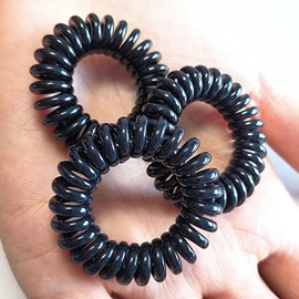 Reazana 27 Pieces Spiral Hair Ties No Crease Coil Hair Ties Phone Cord Hair Ties Waterproof Elastic Hair Bands Traceless Ponytail Holder Coils 1.6inch(4cm) for Women and Girls (Black)