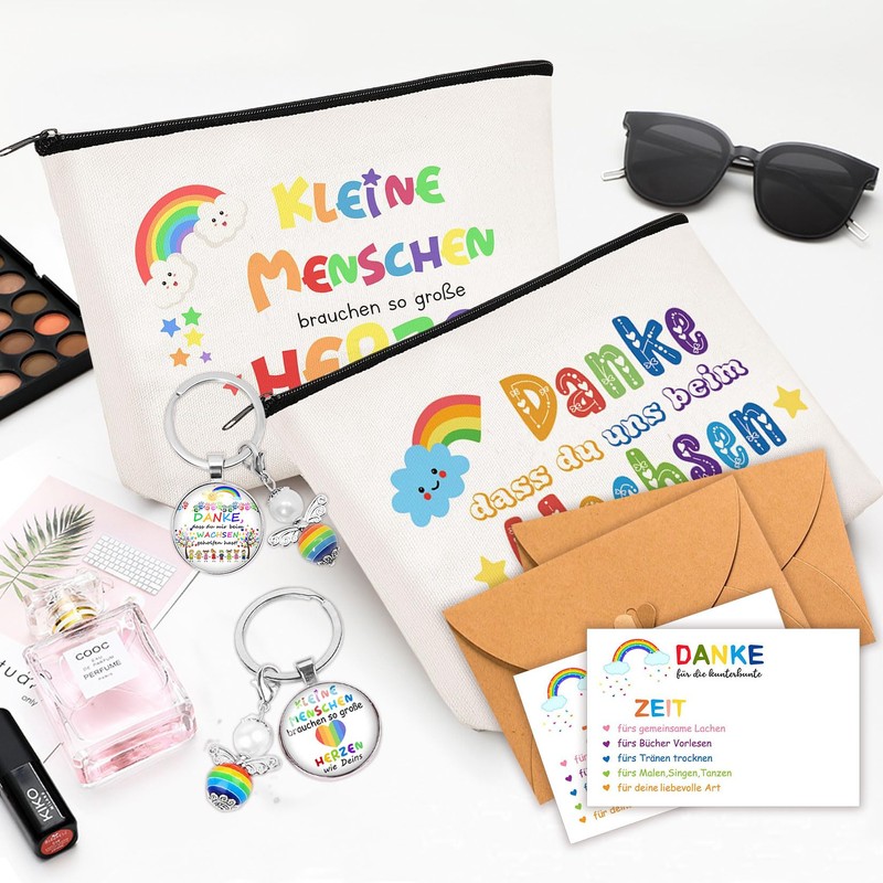 Forbabe 2 sets teacher gift key ring cosmetic bags