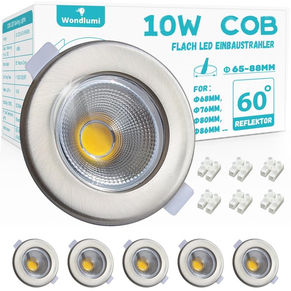 Wondlumi Set of 6 LED Recessed Spotlights, 10 W LED