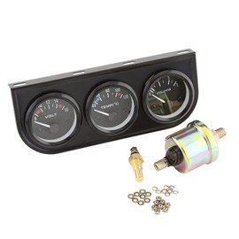 VOBOR Car Triple Indicator, 52 mm 3-in-1 Voltmeter + Water Temperature Gauge + Oil Pressure Gauge for Car Truck with Sensor