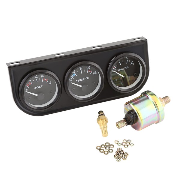 VOBOR Car Triple Indicator, 52 mm 3-in-1 Voltmeter + Water