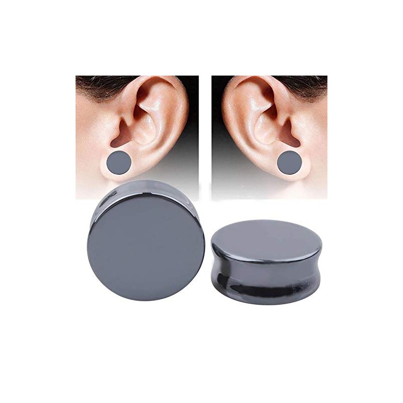 Decentraland 2 Pcs Black Organic Stone Plugs Ear Gauges Earrings