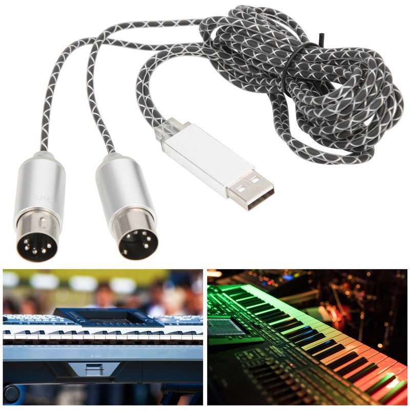 70.9in MIDI Cable to USB IN-OUT Converter Cable with Indicator