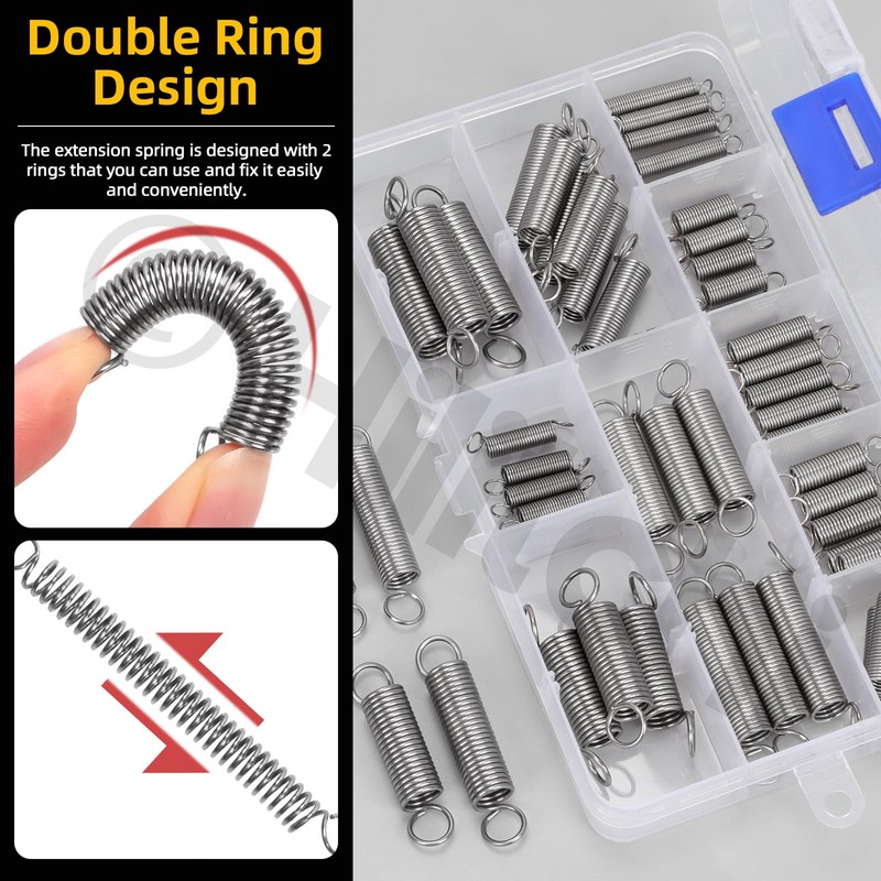 Hilitchi 60Pcs 12 Sizes Extension Spring Assortment Kit Extension Spring