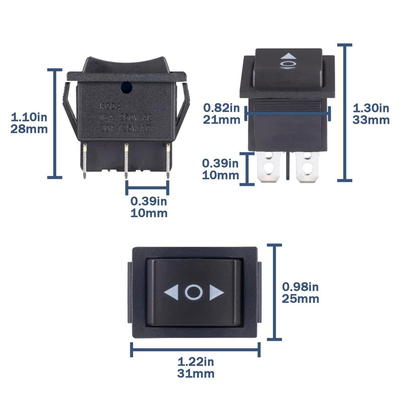VEXUNGA Rocker Switch 6-Pin 16A 250VAC 20A 125VAC Toggle Switch
