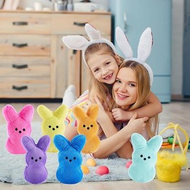 BOMBPARK 6PCS Cute Bunny Plush Toys,Easter Basket Stuffers Toys for Kids,Bunny Stuffed Animals,Easter Party Favors Gift for Girls Boys