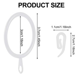 tonyg-p 20 Pack Metal Curtain Rings with Plastic Curtain Hooks, 30mm Internal Diameter Curtain Drapery Pole Rod Rings (White)