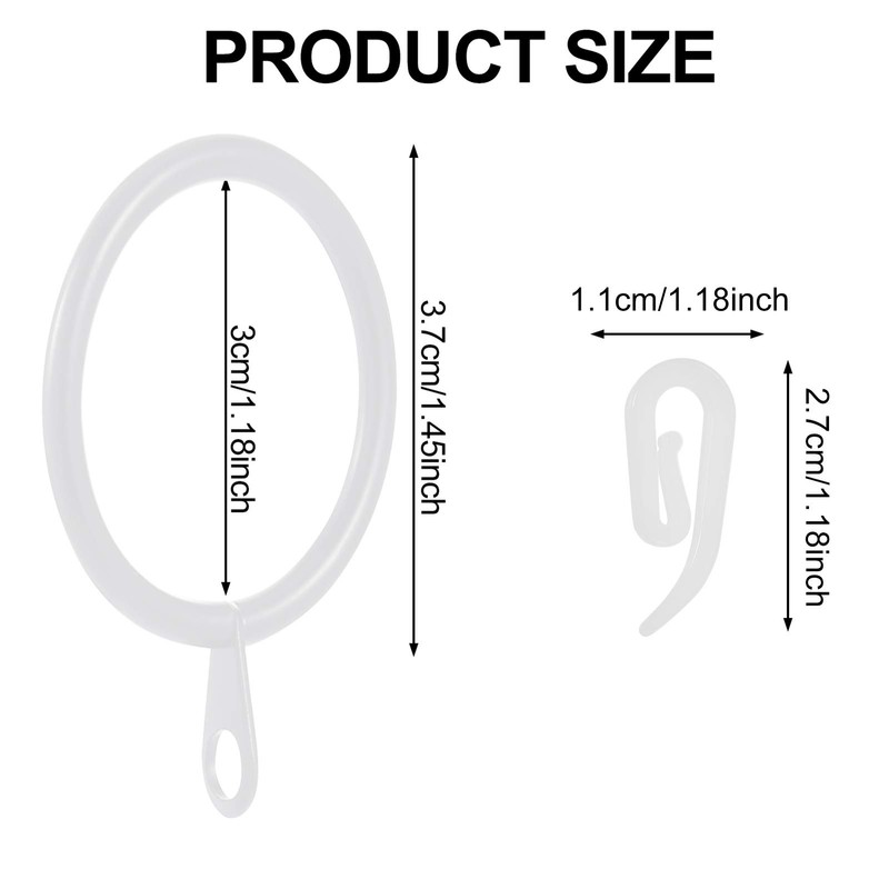 tonyg-p 20 Pack Metal Curtain Rings with Plastic Curtain Hooks,