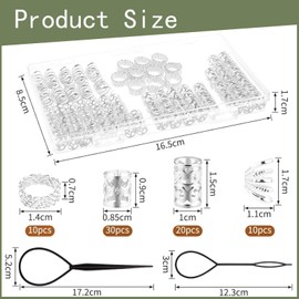 SUpoetry Pack of 70 dreadlocks jewellery, hair accessories, silver, adjustable braids jewellery, dreadlocks accessories, comes with storage box and 2 threaders for braid decoration for men and women