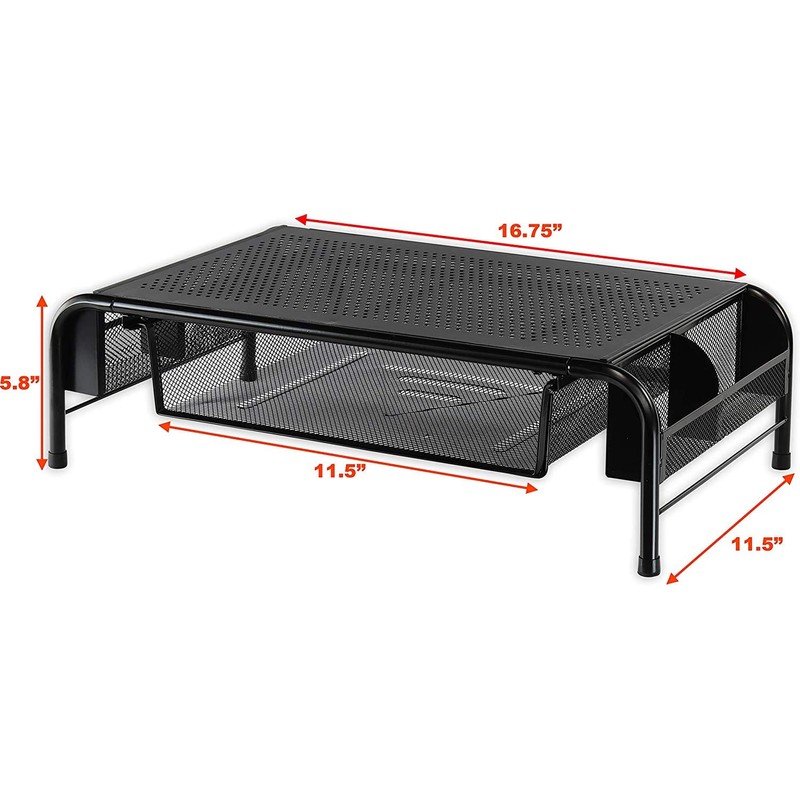 Simple Houseware Metal Desk Monitor Stand Riser with Organizer Drawer,