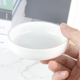 NatSumeBasics White Ceramic Paper Clip Holder Cute Paper Clips Holder Round PaperClips Dispenser Push Pin Holder Elegant Desk Organizer Accessories Supplies (White)