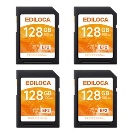 Ediloca SD Card 128GB, 4Pcs, Memory Card, Up to 100MB/s, UHS-I, C10, U3, V30, Full-HD & 4K Video, Camera SD Card, Must-Have for Professional Photographers(EF2)
