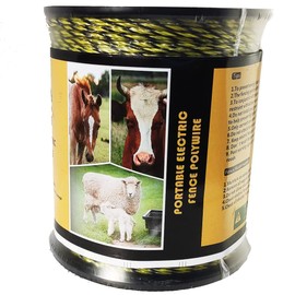 Electric Fence Wire 1650 Feet 500 Meters, 6 Stainless Steel Strands for Reliable Conductivity and Rust Resistance, Yellow and Black Color Electric Fence Polywire