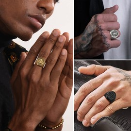 Leviathan Cross Stainless Big Ring For Men Size 14 Satanic Jewelry Goth Thumb Rings