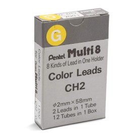 Pentel Arts 8 Colour Pencil Lead Refill, Yellow, 24 Pieces of Lead (CH2-G)