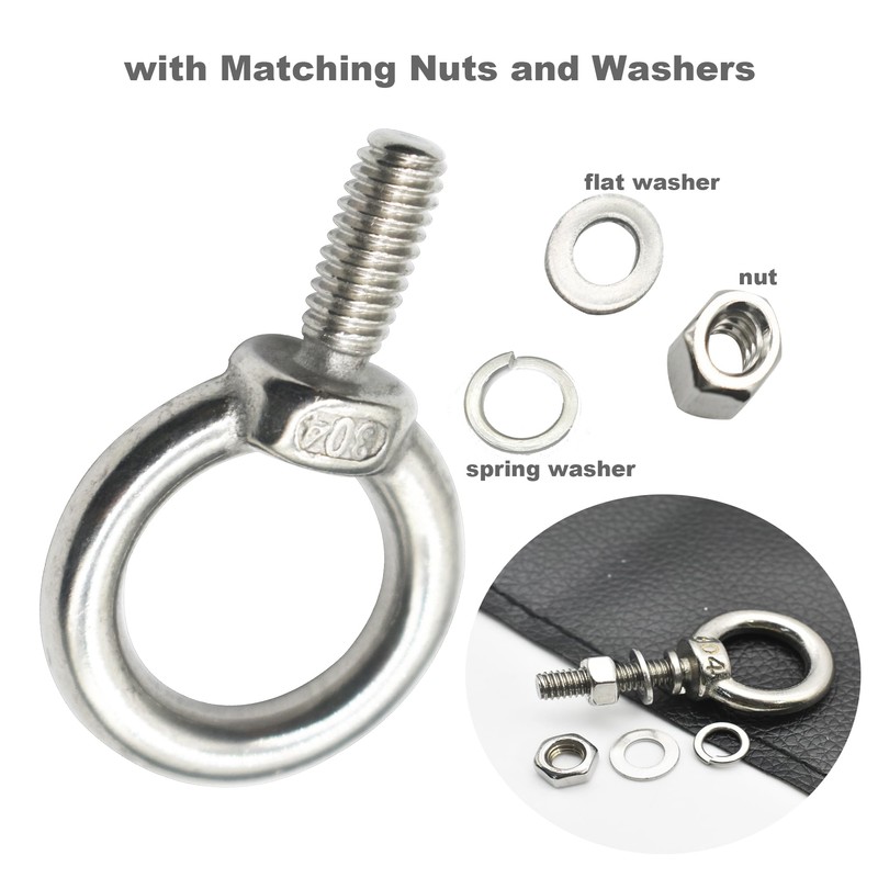 Floyutin Stainless M4 Eyebolt 0.39"(10mm) Long Male Ring Threaded Screw