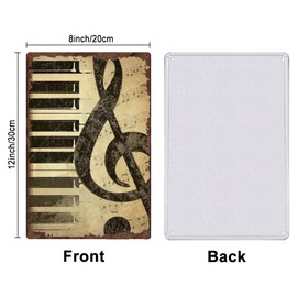 SUPERDANT Piano Keys Metal Signs Musical Notes Tin Signs Music Vintage Tin Signs Vintage Wall Art Funny Retro Decor for Bar Man Cave Club Living Room Music Room Retro Metal Decor Gifts