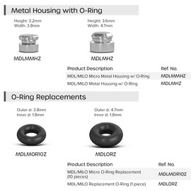 MDLMOR10Z MDLORZ Replacement O Ring Kit, for Intralock Mini Implant Metal Housing Maintenance