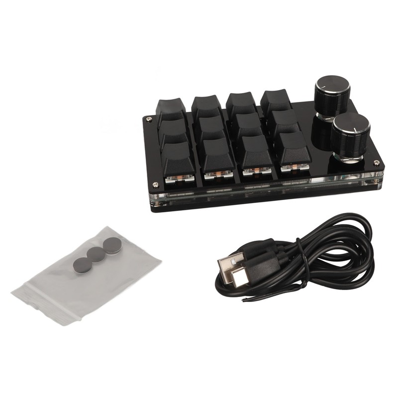 Mini 12 Key Keypad with 2 Knob Blue Switch DIY
