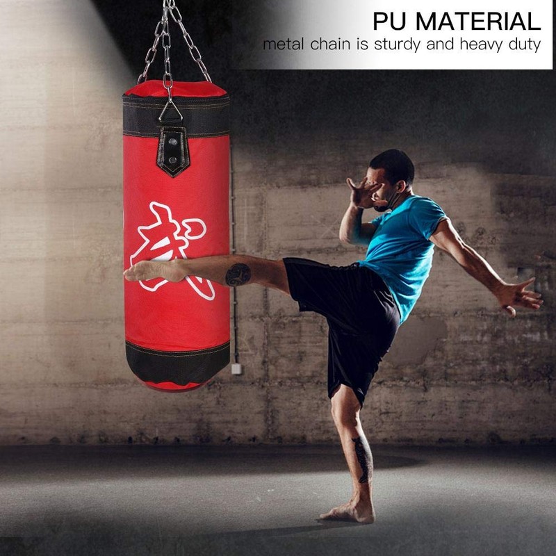 Boxing Training Punch Bag, Canvas Punching Bag Set with Sandbag/Metal