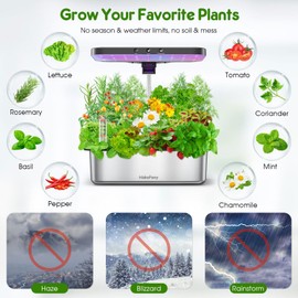 Indoor Garden Hydroponics Growing System: 15 Pods Stainless Steel Herb Garden Kit with Grow Light, Plant Germination Kit, 6L Large Tank, Quiet Pump, Auto Timer, Christmas Gardening Gift for Women