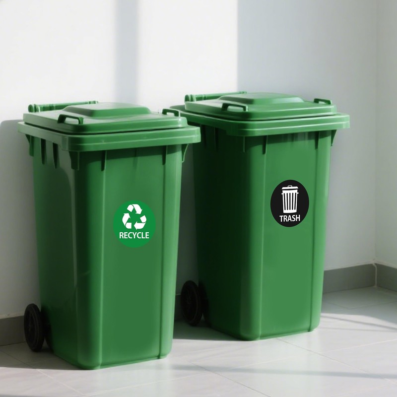 Bueake Pack of 16 Recycle Sticker for Trash Bins self